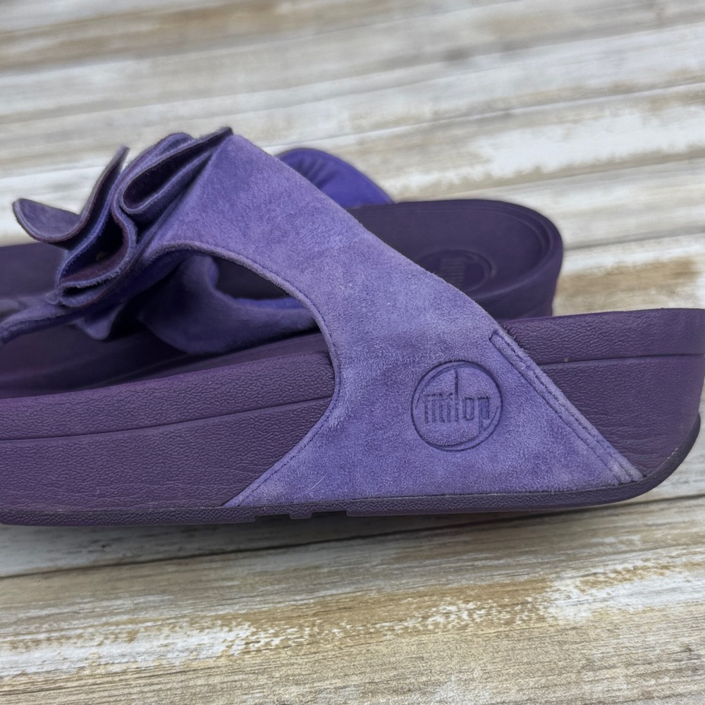 FitFlop Purple Women's Sandals with Floral Accent - Picture 4 of 7